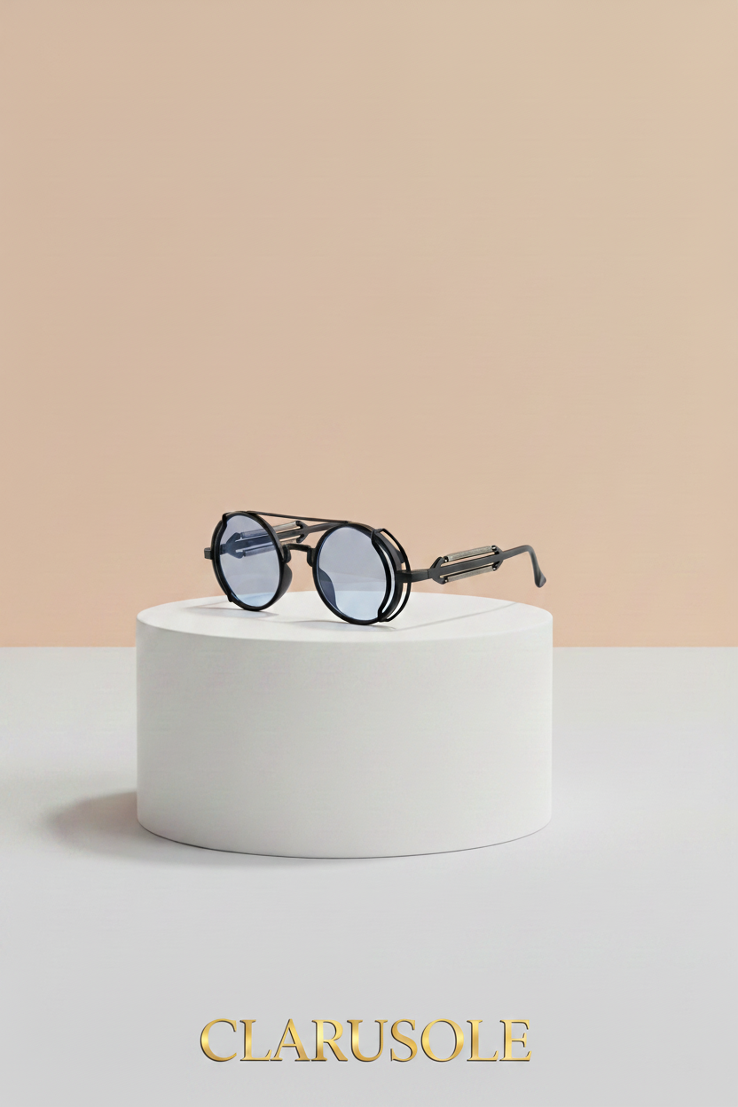 Lunettes noires verres bleus