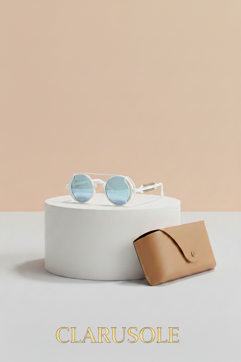 Lunettes blanches verres bleus